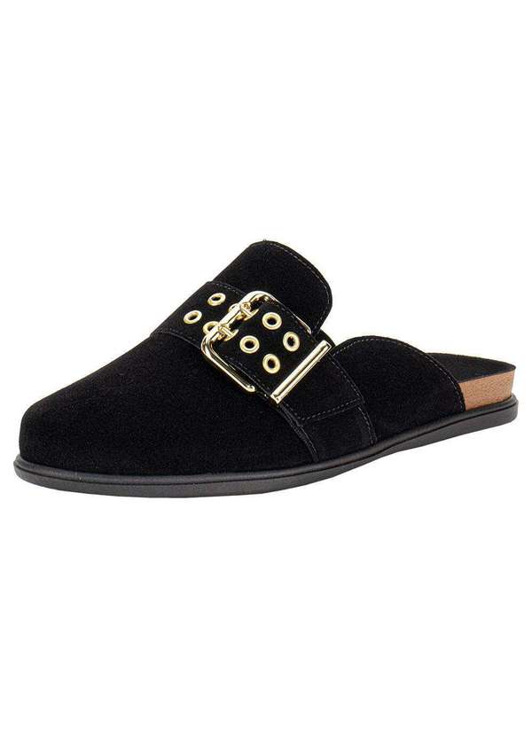 Moleca - Sapato Feminino Mule Moleca 5826103 - Preto/Camurça