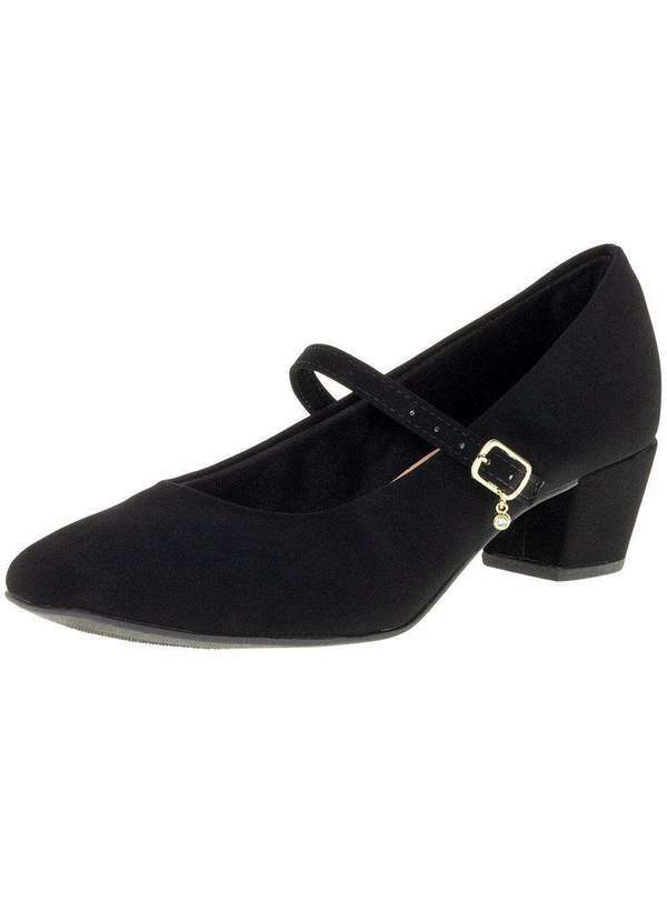 Villa Rosa - Sapato Feminino Salto Baixo Villa Rosa - 252025024 - Preto/Nobuck