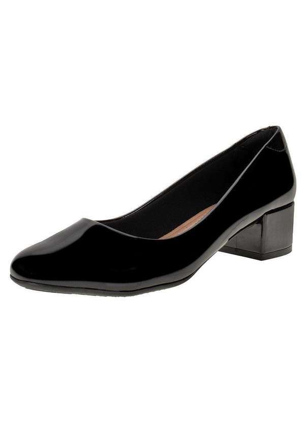 Beira Rio - Sapato Feminino Salto Grosso Beira Rio - 4301100 - Verniz/Preto