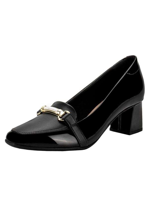 Sapato Feminino Salto Grosso Beira Rio 4314104 Verniz/Preto