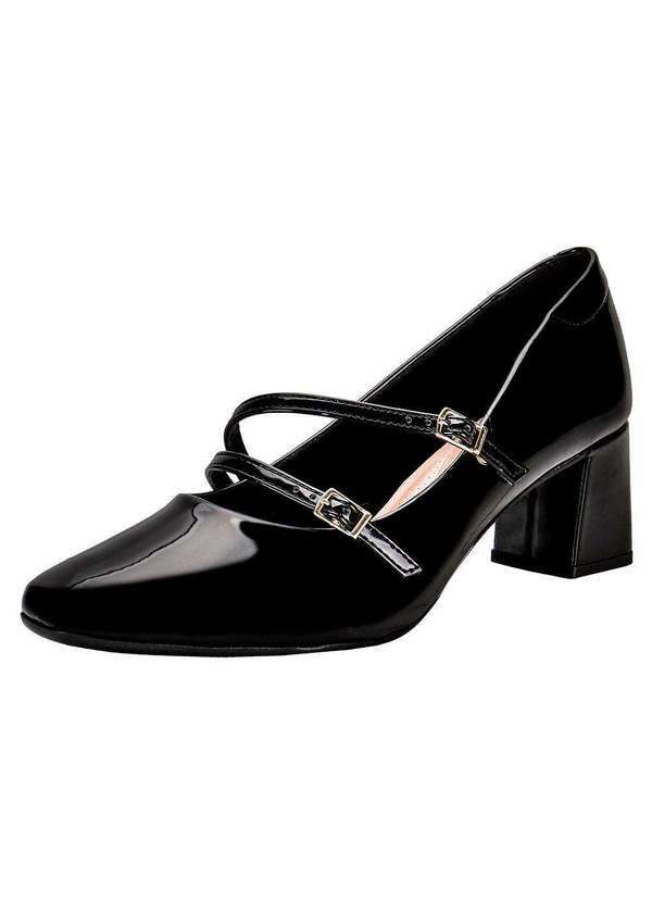 Beira Rio - Sapato Feminino Salto Grosso Beira Rio 4314105 - Verniz/Preto