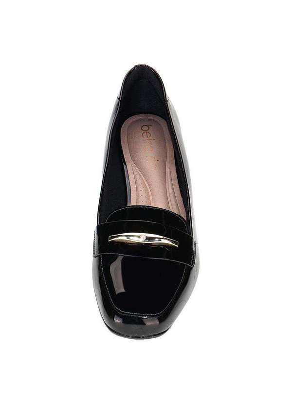 Sapato Feminino Salto Grosso Beira Rio 4318104 Verniz/Preto