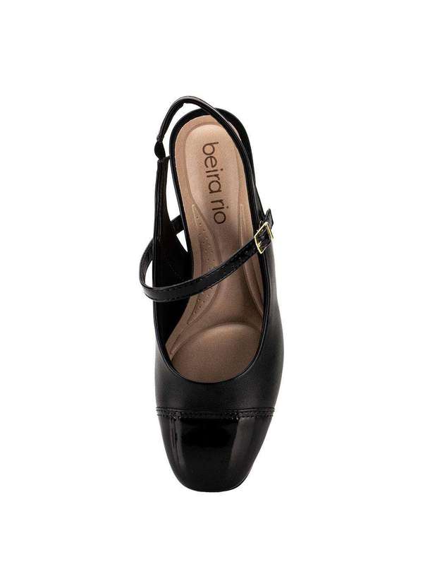 Sapato Feminino Salto Grosso Beira Rio 4318105 Verniz/Preto