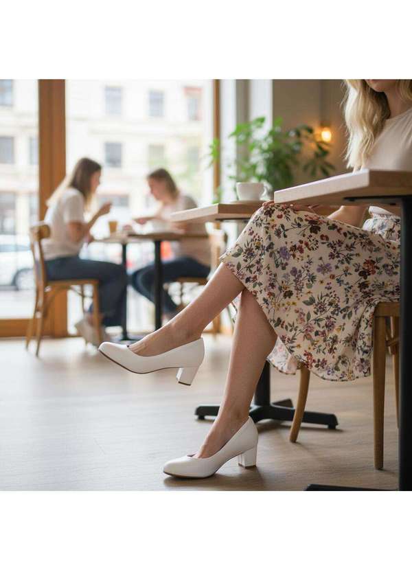 Beira Rio - Sapato Feminino Salto Grosso Beira Rio 4777409 Branco 2