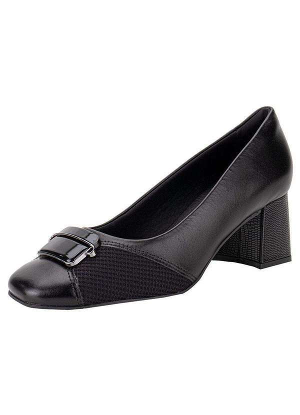 Comfortflex - Sapato Feminino Salto Grosso Comfortflex 2475302 - Preto
