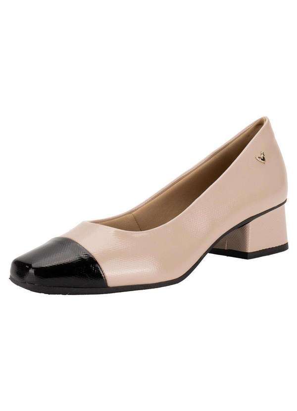 Mississipi - Sapato Feminino Salto Grosso Mississipi Me903 - Bege/Preto