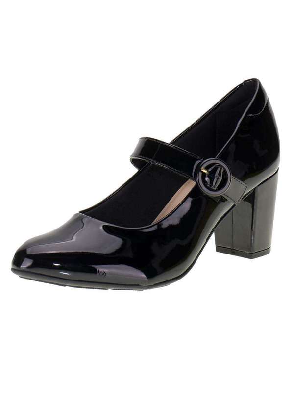 Modare - Sapato Feminino Salto Grosso Modare 7377106 - Verniz/Preto 1