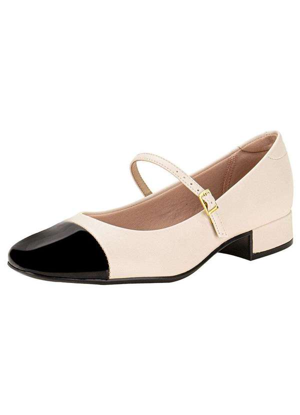 Moleca - Sapato Feminino Salto Grosso Moleca - 5795103 - Marfim
