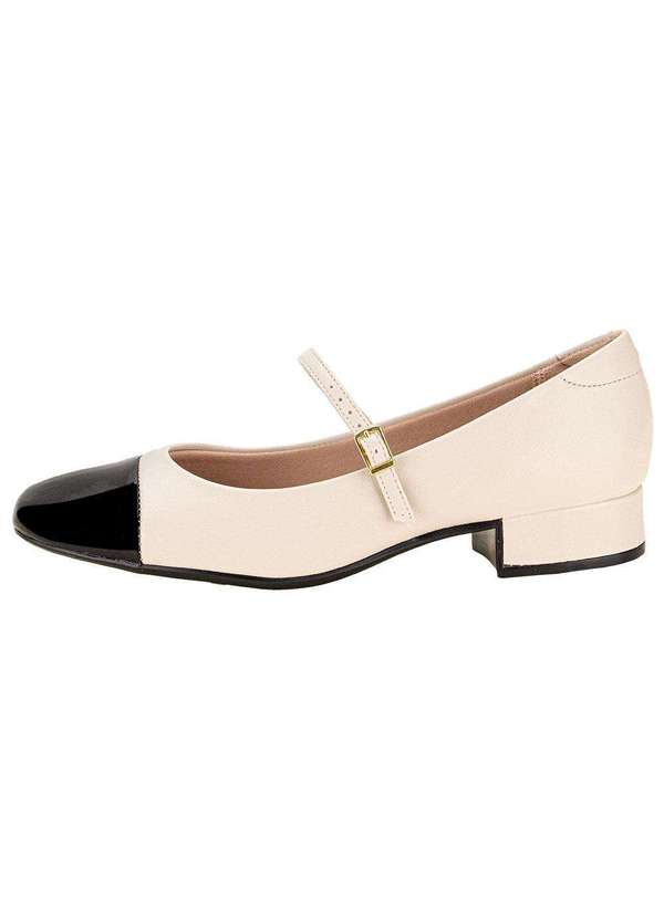 Moleca - Sapato Feminino Salto Grosso Moleca - 5795103 - Marfim 2