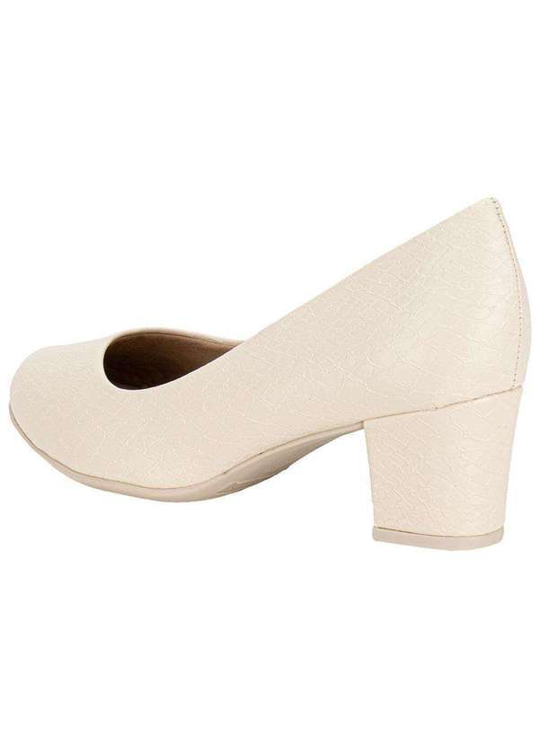 Piccadilly - Sapato Feminino Salto Grosso Piccadilly 110072 Marfim 3