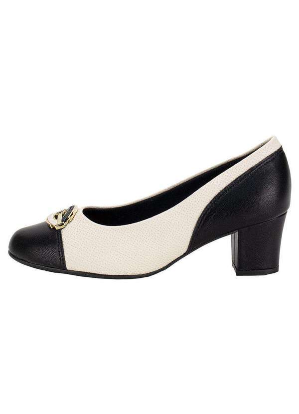 Piccadilly - Sapato Feminino Salto Grosso Piccadilly 110183 - Preto/Bege 2