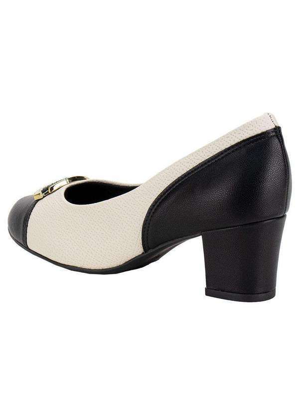 Piccadilly - Sapato Feminino Salto Grosso Piccadilly 110183 - Preto/Bege 3