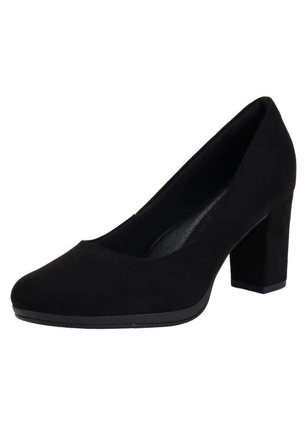 Piccadilly - Sapato Feminino Salto Grosso Piccadilly 130185 Preto/Nobuck