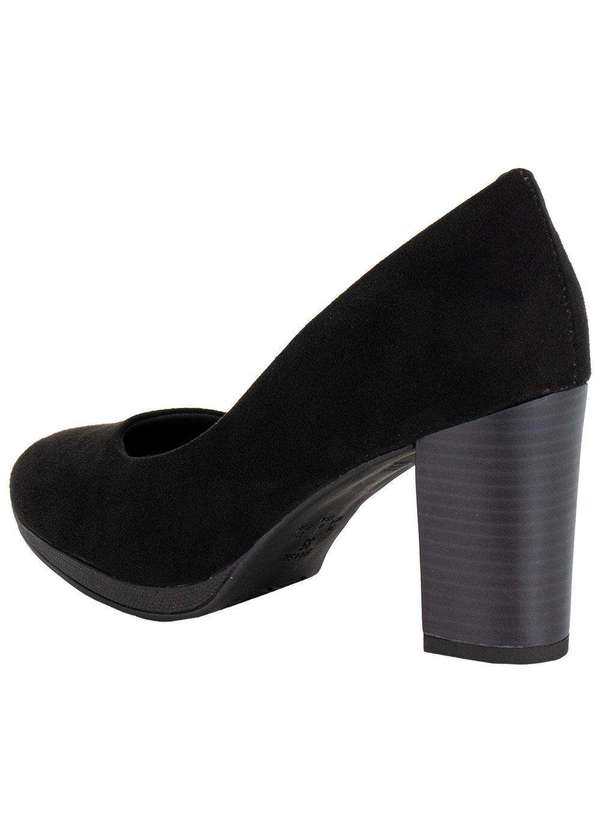 Piccadilly - Sapato Feminino Salto Grosso Piccadilly 130185 Preto/Camurça 3