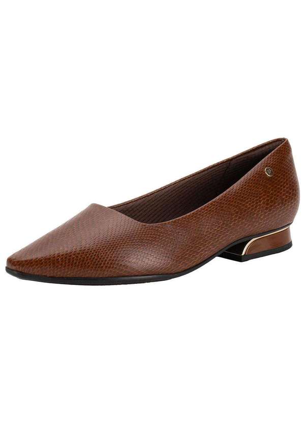 Piccadilly - Sapato Feminino Salto Grosso Piccadilly 279004 - Camel