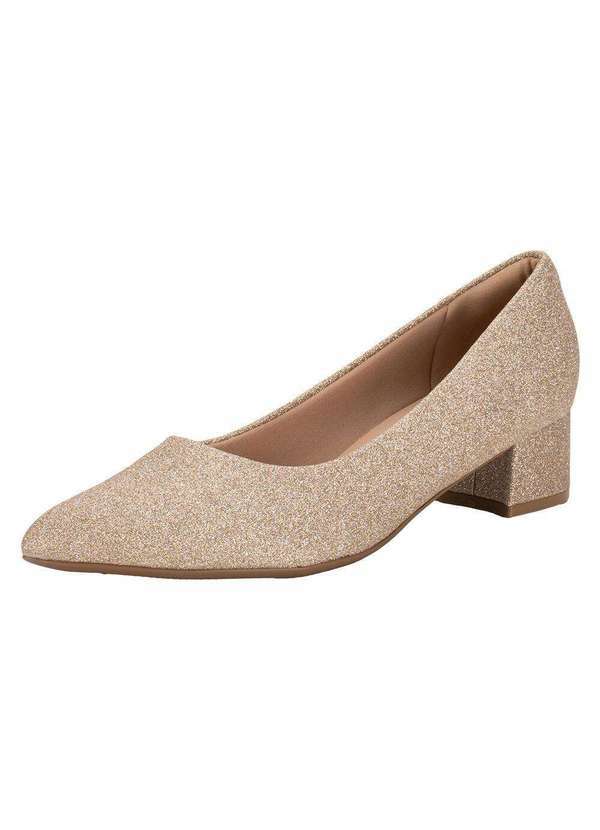 Piccadilly - Sapato Feminino Salto Grosso Piccadilly 739015 - Ouro