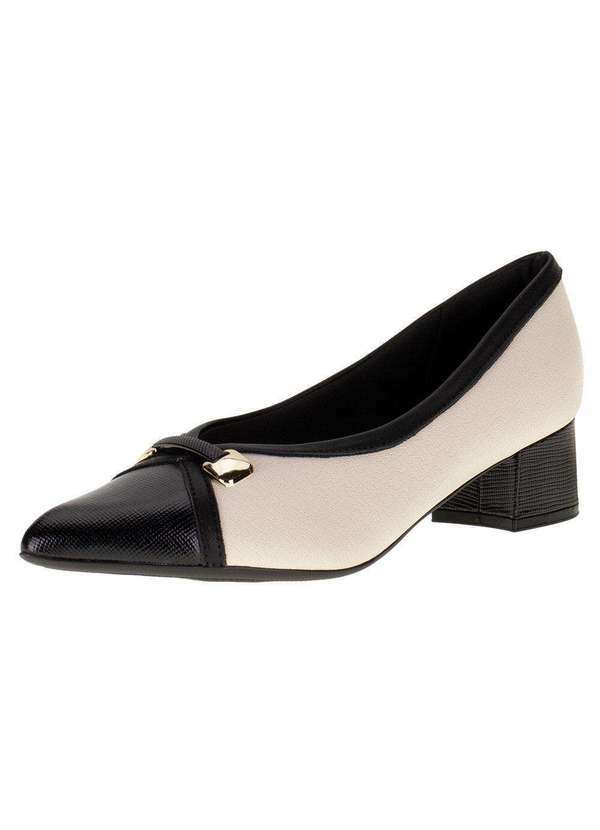Piccadilly - Sapato Feminino Salto Grosso Piccadilly - 739044 - Branco/Preto