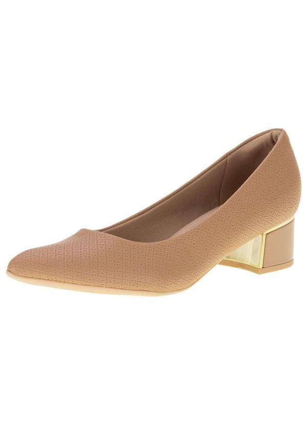 Piccadilly - Sapato Feminino Salto Grosso Piccadilly - 739115 - Bege 01