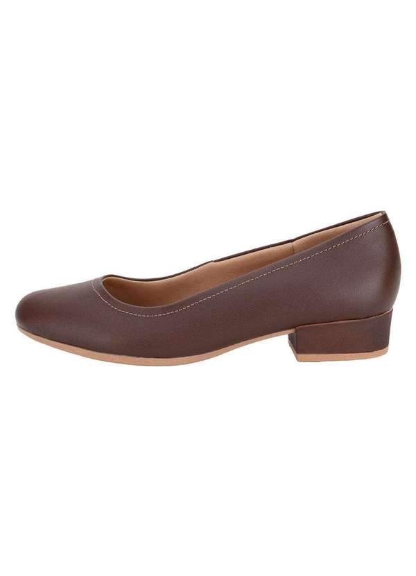 Usaflex - Sapato Feminino Salto Grosso Usaflex Uf04003 Café 2