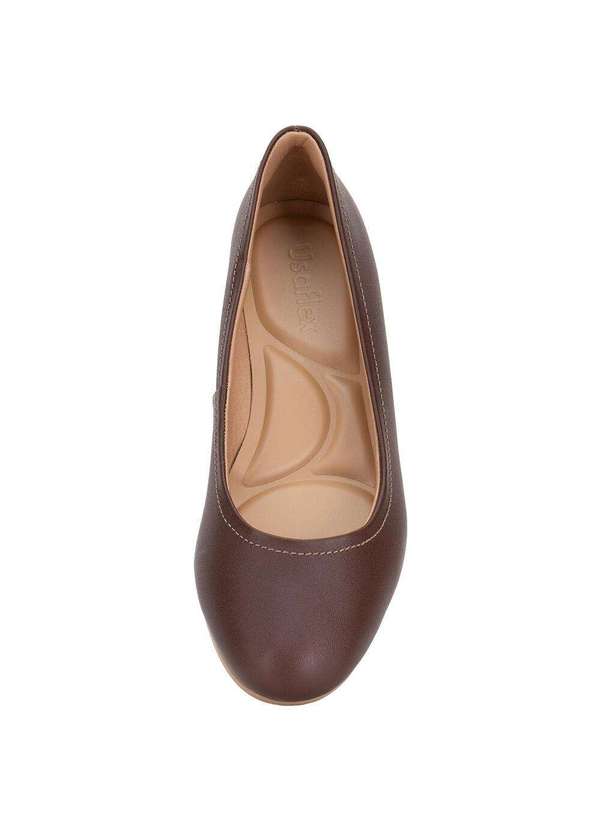 Usaflex - Sapato Feminino Salto Grosso Usaflex Uf04003 Café 5