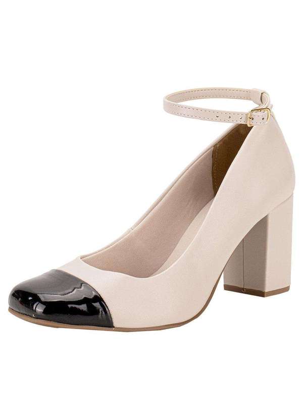 Via Marte - Sapato Feminino Salto Grosso Via Marte 062001 - Preto/Bege