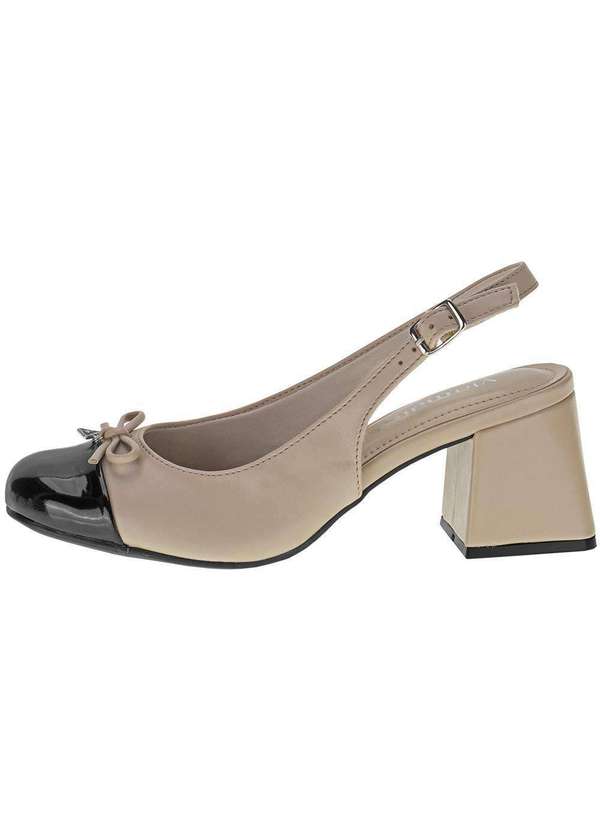 Via Marte - Sapato Feminino Salto Grosso Via Marte 067001 - Bege/Preto 2