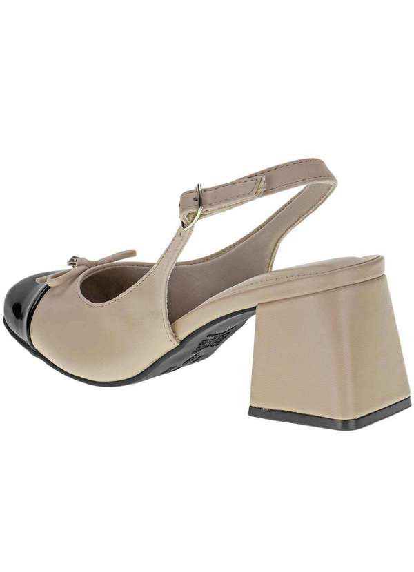 Via Marte - Sapato Feminino Salto Grosso Via Marte 067001 - Bege/Preto 3