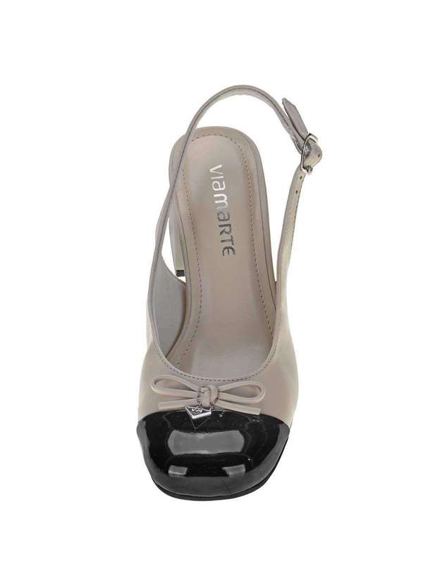 Via Marte - Sapato Feminino Salto Grosso Via Marte 067001 - Bege/Preto 5