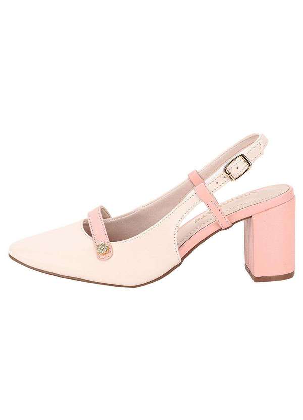 Via Marte - Sapato Feminino Salto Grosso Via Marte 153003 - Branco/Rosa 2