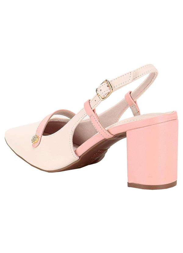 Via Marte - Sapato Feminino Salto Grosso Via Marte 153003 - Branco/Rosa 3