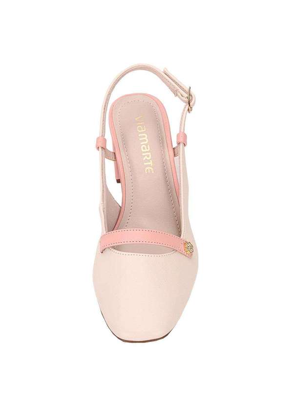 Via Marte - Sapato Feminino Salto Grosso Via Marte 153003 - Branco/Rosa 5