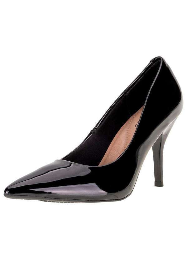 Beira Rio - Scarpin Feminino Salto Fino Beira Rio - 41221100 - Verniz/Preto
