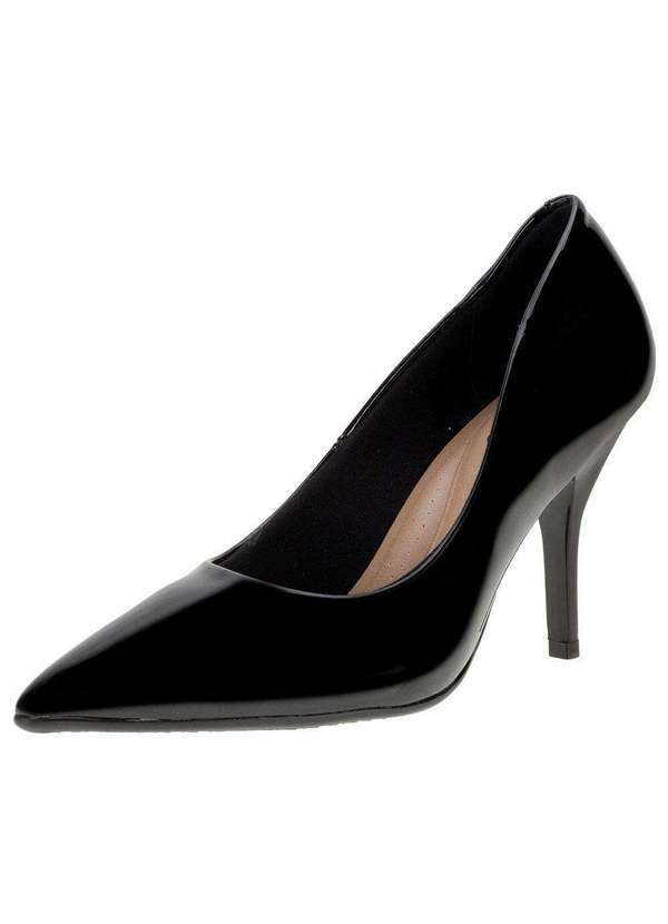 Beira Rio - Scarpin Feminino Salto Fino Beira Rio - 41221300 - Verniz/Preto