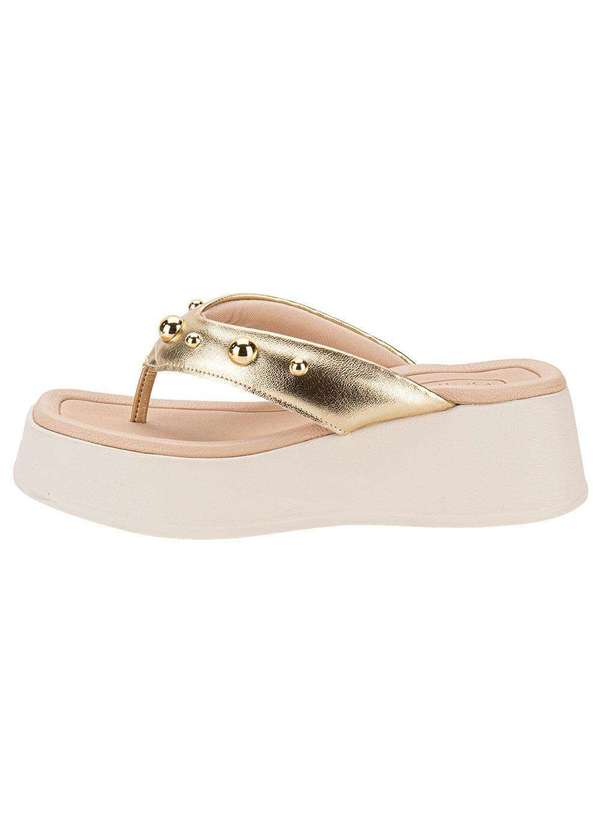 Beira Rio - Tamanco Feminino Anabela Beira Rio 8530104 - Bege/Ouro 2