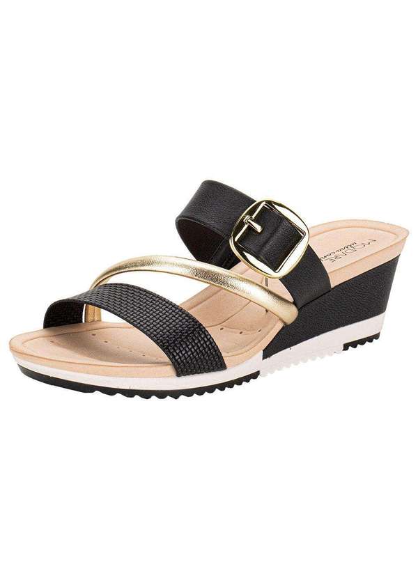 Modare - Tamanco Feminino Anabela Modare 7123152 - Preto/Dourado 1