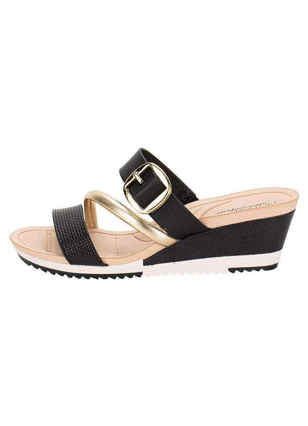 Modare - Tamanco Feminino Anabela Modare 7123152 - Preto/Dourado 2