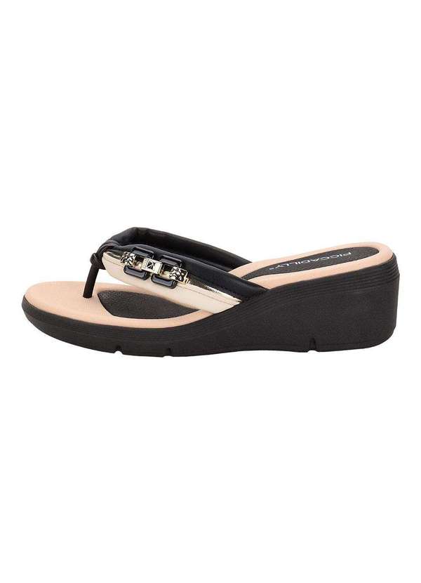 Piccadilly - Tamanco Feminino Anabela Piccadilly 540394 - Preto/Bege 2