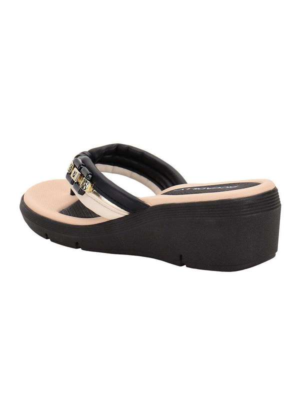 Piccadilly - Tamanco Feminino Anabela Piccadilly 540394 - Preto/Bege 3