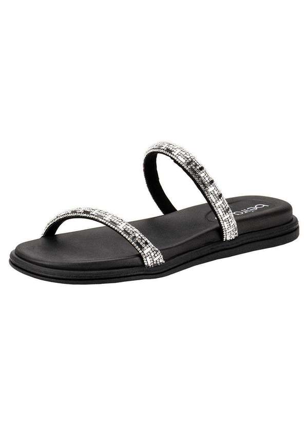 Beira Rio - Tamanco Feminino Flat Beira Rio 8488105 - Preto/Prata