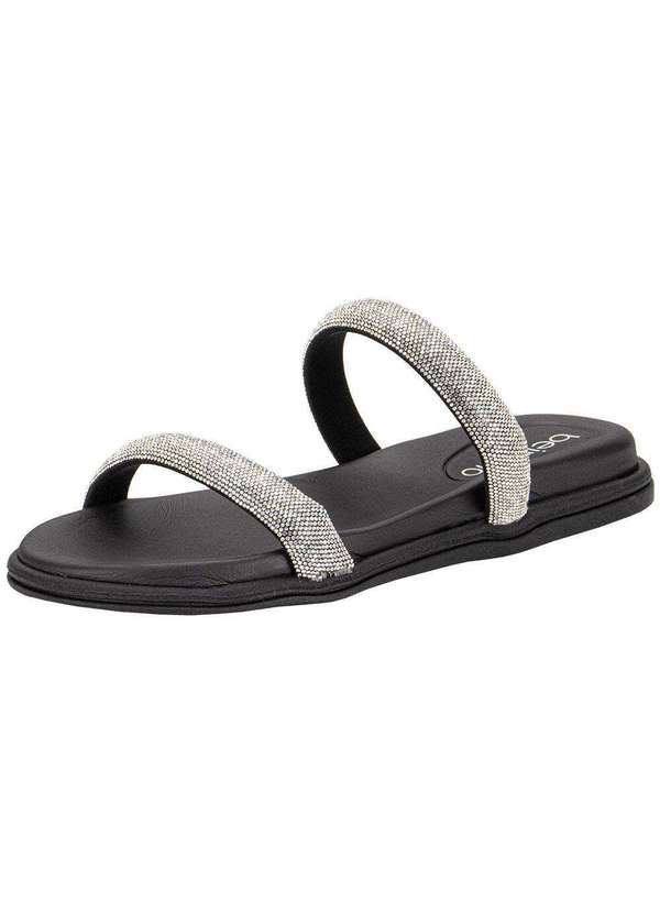 Beira Rio - Tamanco Feminino Flat Beira Rio 8488122 Preto/Prata