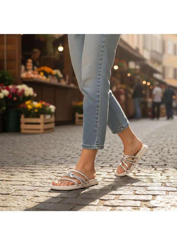 Beira Rio - Tamanco Feminino Flat Beira Rio 8488123 Prata 2