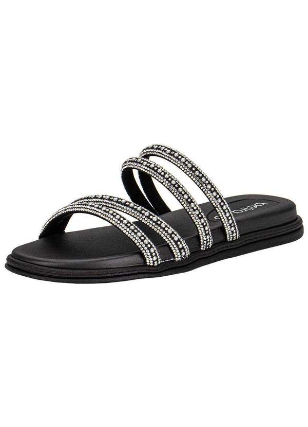 Beira Rio - Tamanco Feminino Flat Beira Rio 8488125 Preto/Prata