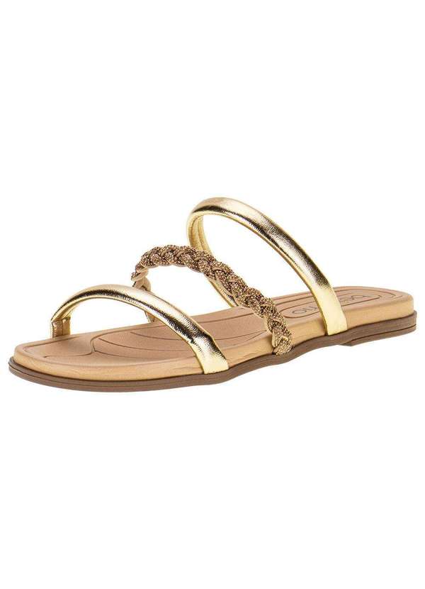 Beira Rio - Tamanco Feminino Flat Beira Rio - 8507104 - Ouro