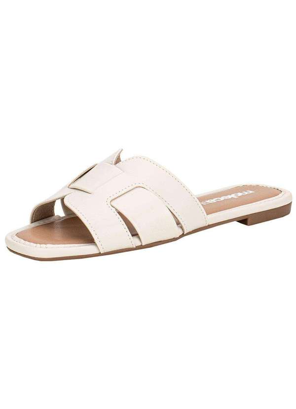 Moleca - Tamanco Feminino Flat Moleca 5435553 - Marfim