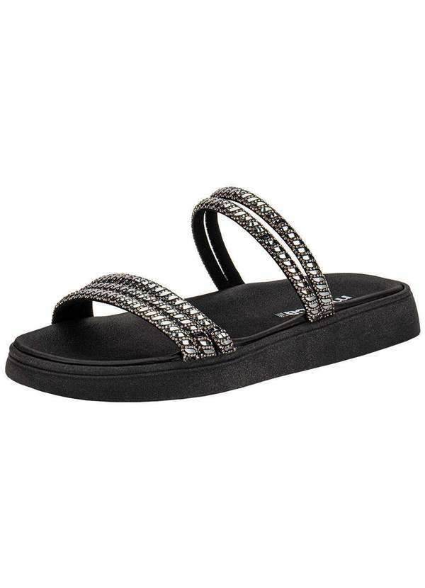 Moleca - Tamanco Feminino Flat Moleca 5469135 Preto/Cinza
