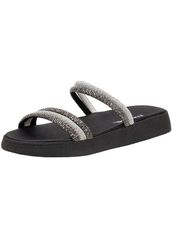 Moleca - Tamanco Feminino Flat Moleca 5469135 Preto/Prata