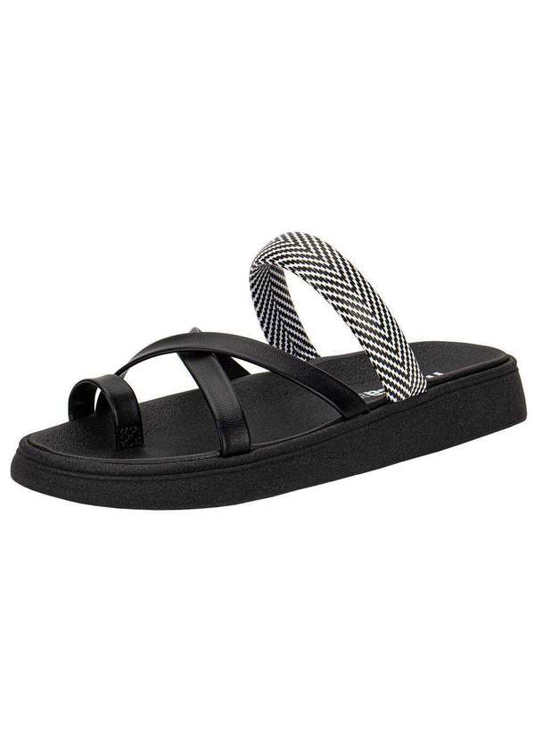 Moleca - Tamanco Feminino Flat Moleca 5469145 - Preto/Branco