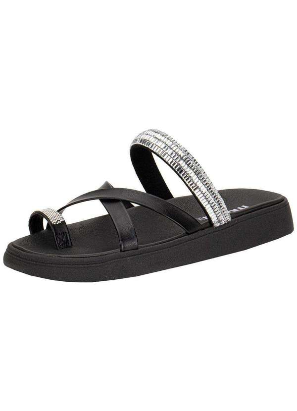 Moleca - Tamanco Feminino Flat Moleca 5469147 - Preto/Prata