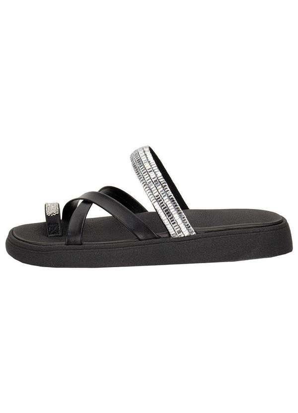 Moleca - Tamanco Feminino Flat Moleca 5469147 - Preto/Prata 2