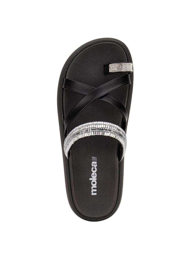 Moleca - Tamanco Feminino Flat Moleca 5469147 - Preto/Prata 5